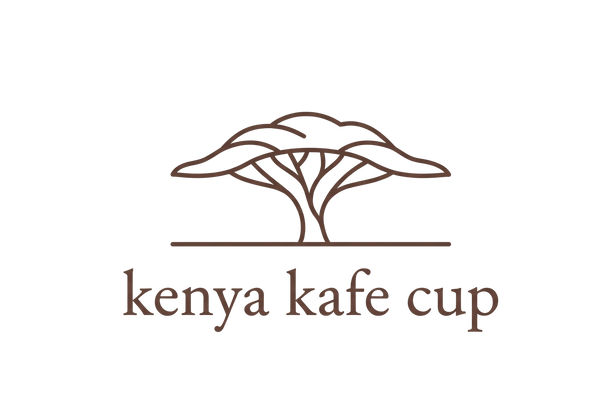  Kenya Kafe Cup logo featuring a fine‑line acacia tree above a thin horizontal divider and serif wordmark. elegant, origin‑forward design symbolizing craft, culture, and calm sophistication